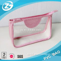 Nice pink pvc bag/ pvc toiletries bag/clear travel bags for toiletries